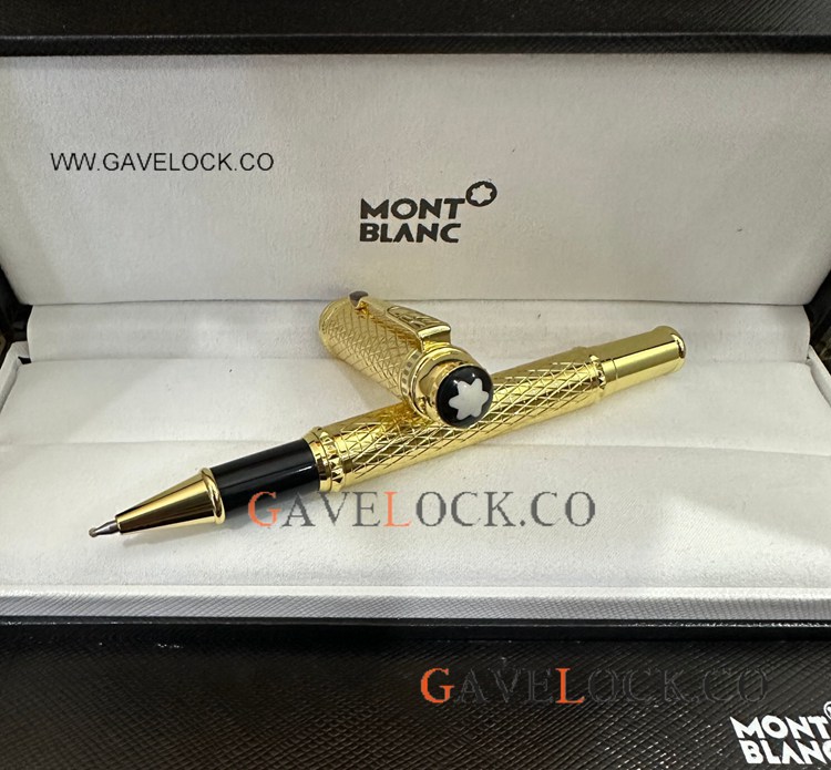 All Gold Montblanc Scipione Borghese Rollerball w diamond Clip